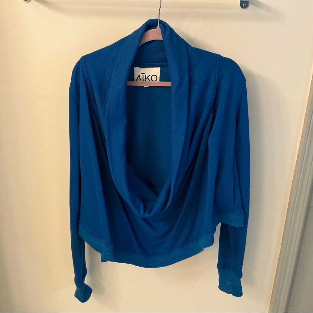 AIKO Vibrant Blue Drape Neck top/sweater